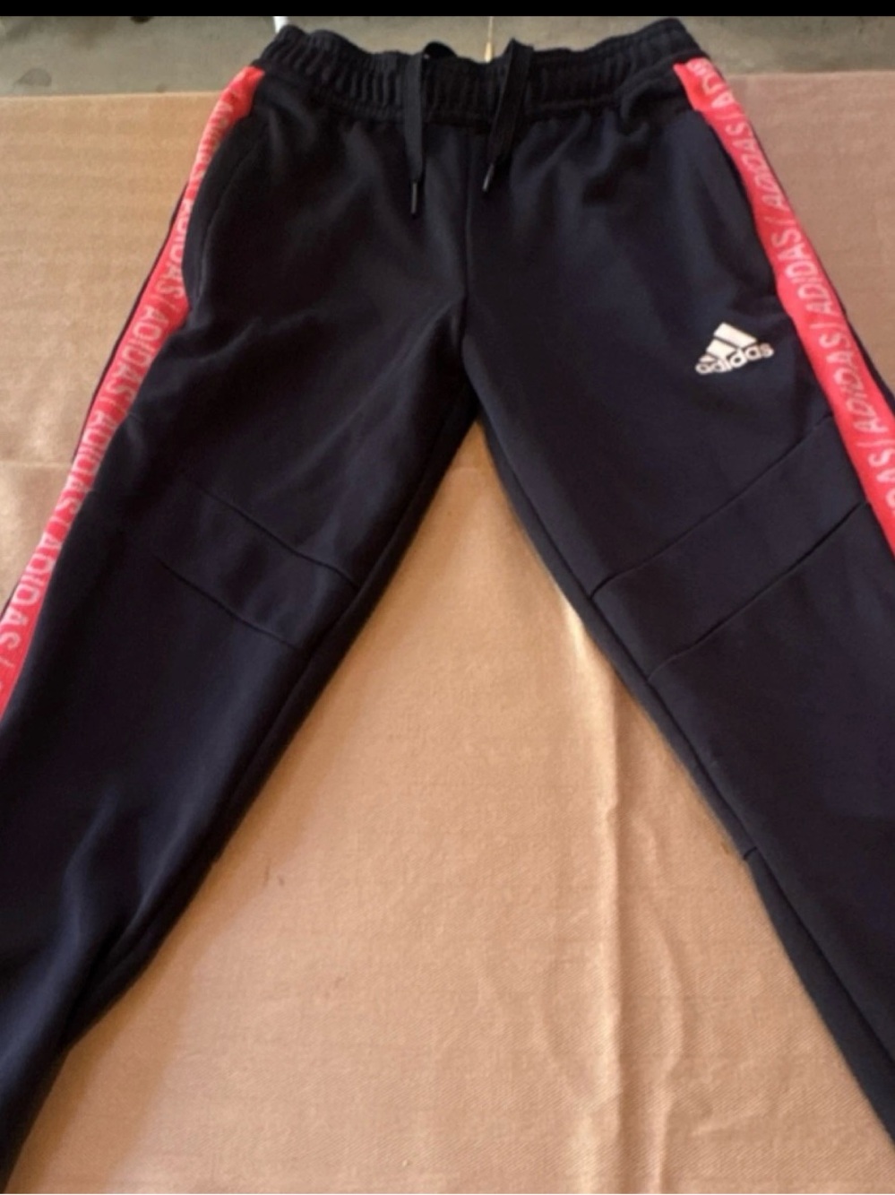 adidas Kids Black Joggers‎ with Pink Logo Side Tape